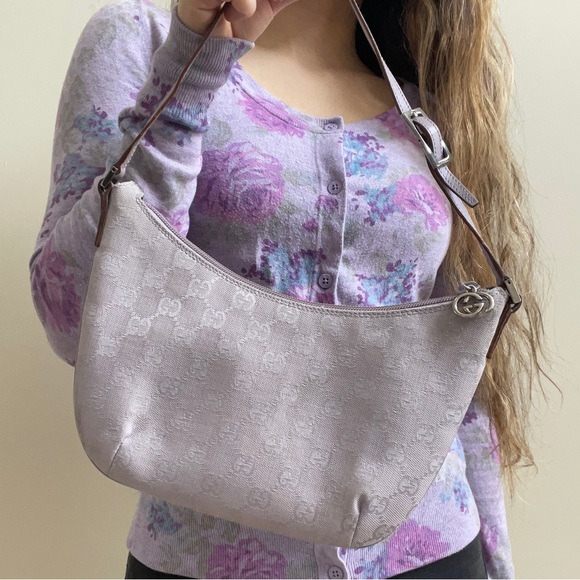Gucci Lilac GG Canvas Shoulder Bag - Picture 2 of 6